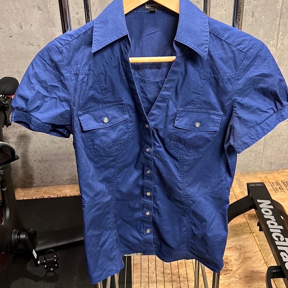 Express - women’s size size - navy blue button up